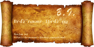 Brünauer Ibrány névjegykártya
